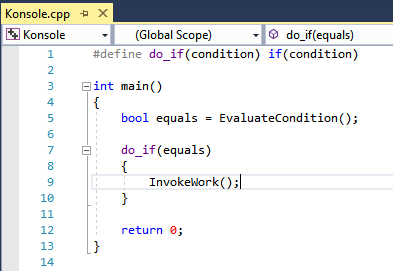 Screenshot that shows the tag parser skipping the function definition.