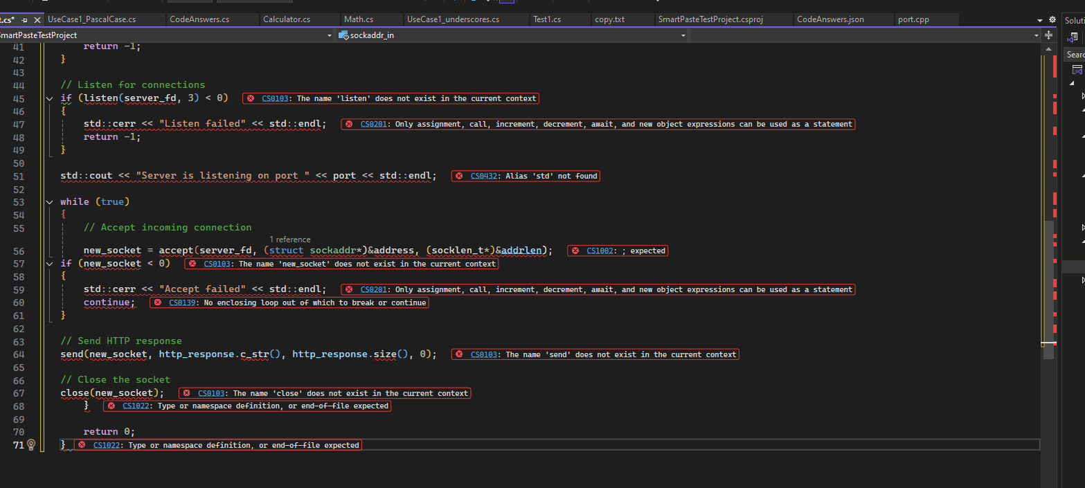 Video demonstration of adaptive paste translating C++ code to C# automatically during paste operation