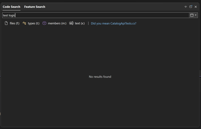 Screenshot of Did You Mean suggestion appearing when search results are empty