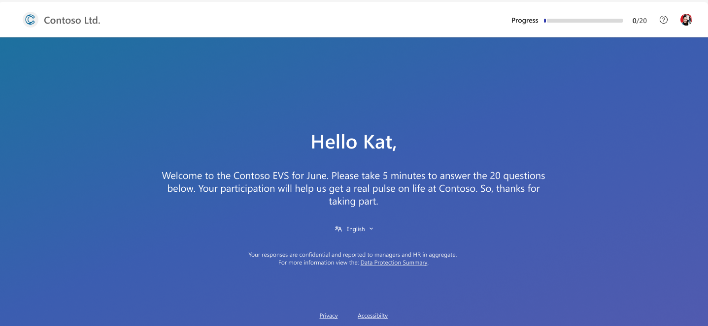 Screenshot of a Viva Glint custom branded survey header.