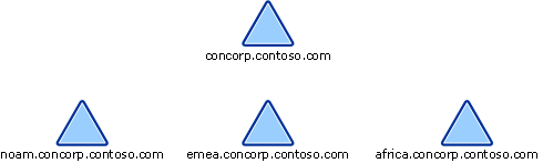 Illustration that shows the current ___domain structure for the Contoso organization.