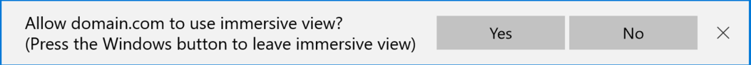 Consent UI that is displayed on the first attempt to Enter VR on a particular ___domain