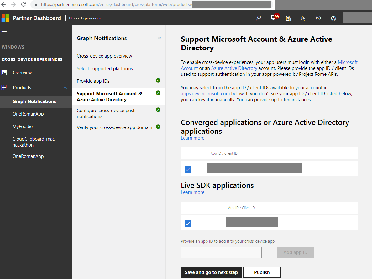Cross-Device Experiences – MSA and AAD App Registrations