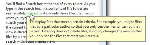 screen shot of link with infotip
