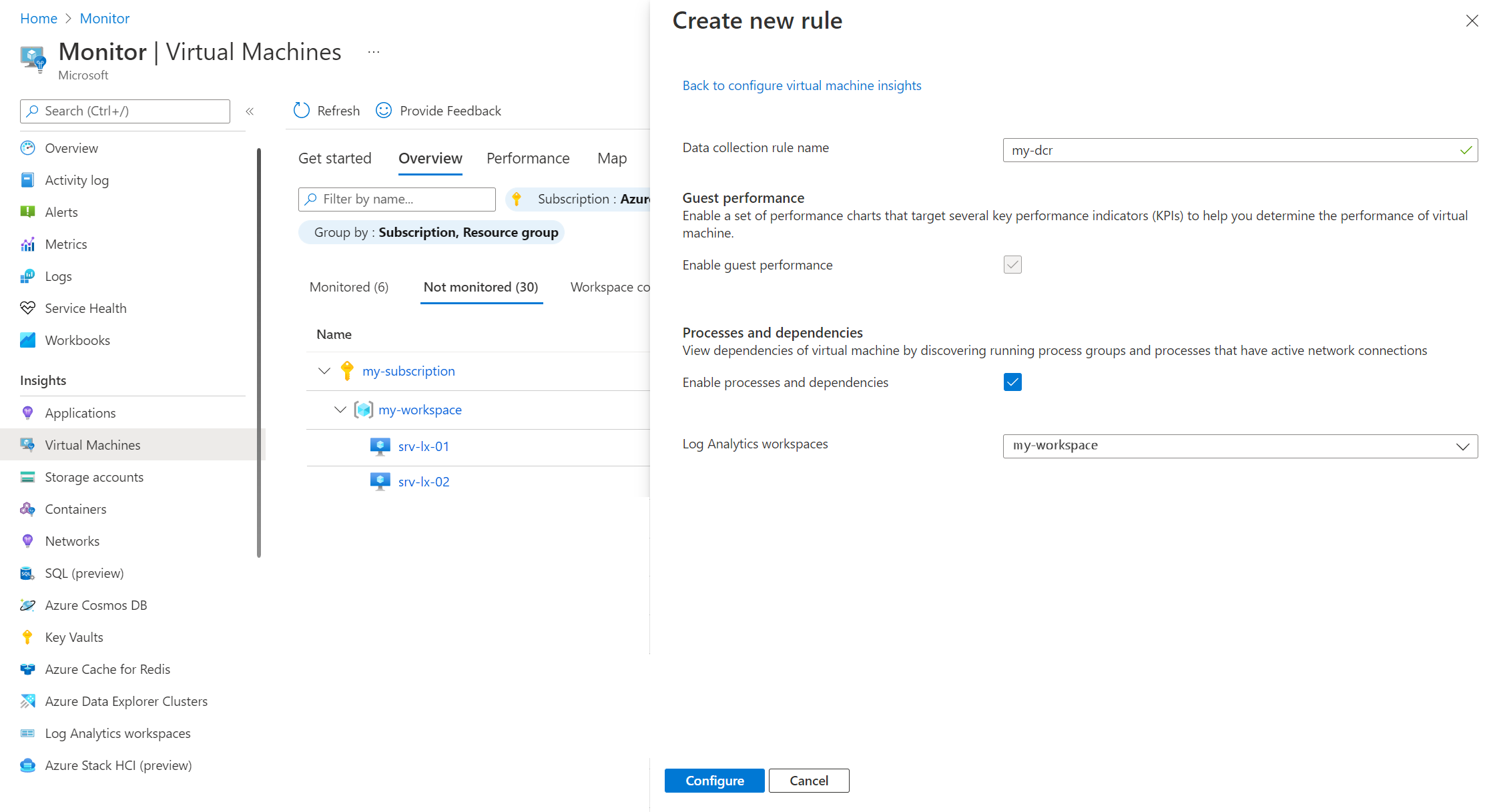 Screenshot che mostra la schermata per la creazione di una nuova regola di raccolta dati.