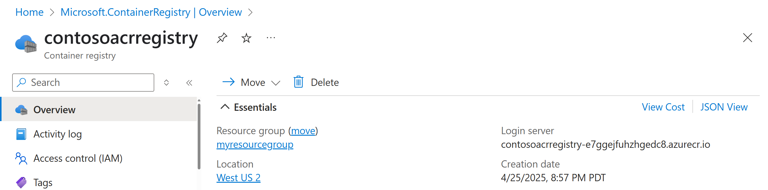 Panoramica del registro contenitori nel portale