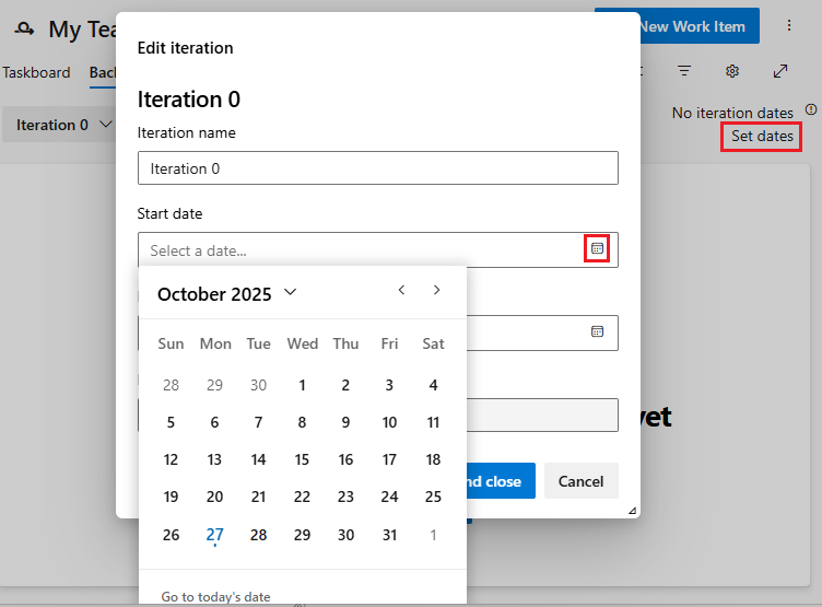 Screenshot che mostra la schermata Modifica iterazione.