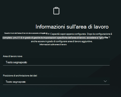 Screenshot delle informazioni sull'area di lavoro.