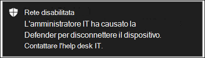 Nessun messaggio di connessione di rete