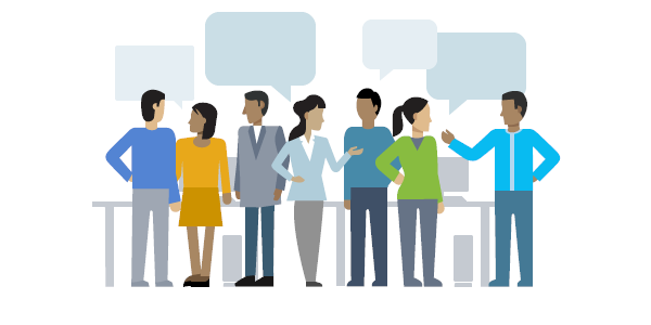 Illustrazione delle persone che parlano.