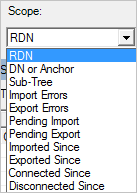 Screenshot che mostra il menu a tendina