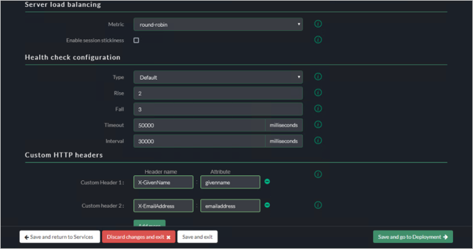 Screenshot della scheda Impostazioni avanzate della console Akamai EAA che mostra il pulsante Salva e vai a Distribuzione in basso a destra.