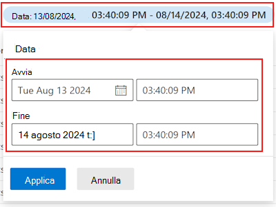 Filtrare i log di controllo in base alla data nell'interfaccia di amministrazione di Microsoft Intune e Intune.