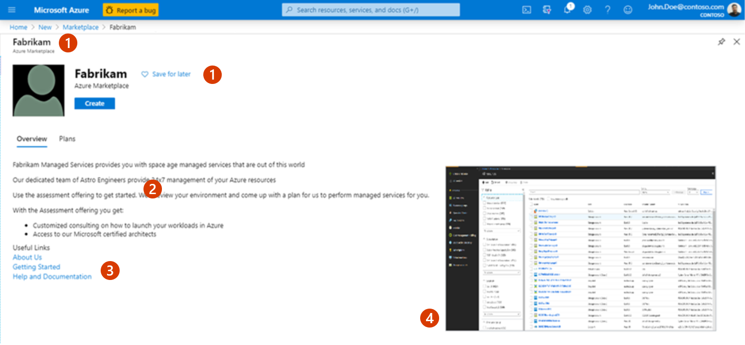 Illustra come questa offerta viene visualizzata nella portale di Azure.