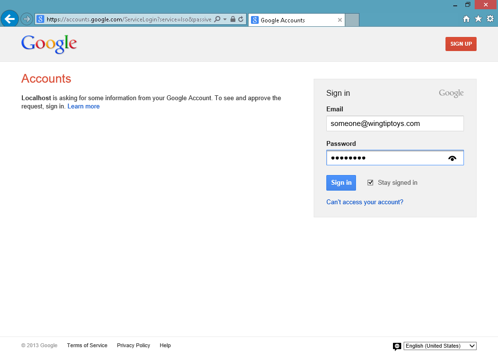 Googleログインページの画像