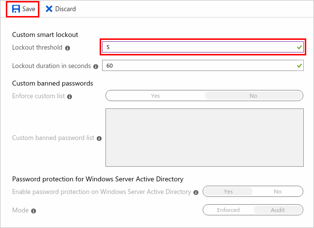 Azure ポータルの Microsoft Entra 設定のパスワード保護ページ