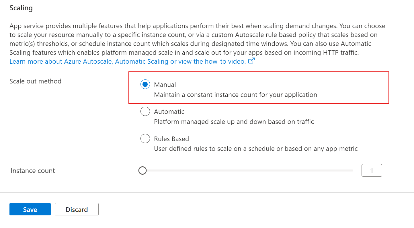 手動スケーリングのスクリーンショット。