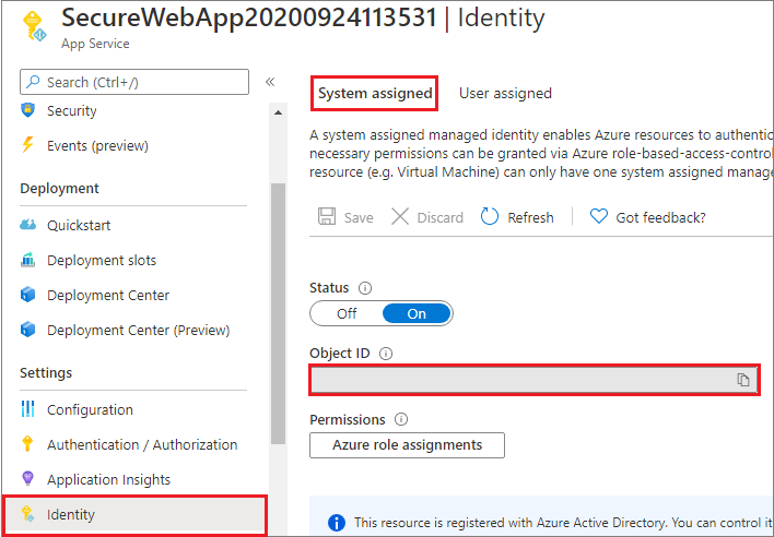 [システム割り当て済み] ID オプションを示すスクリーンショット。