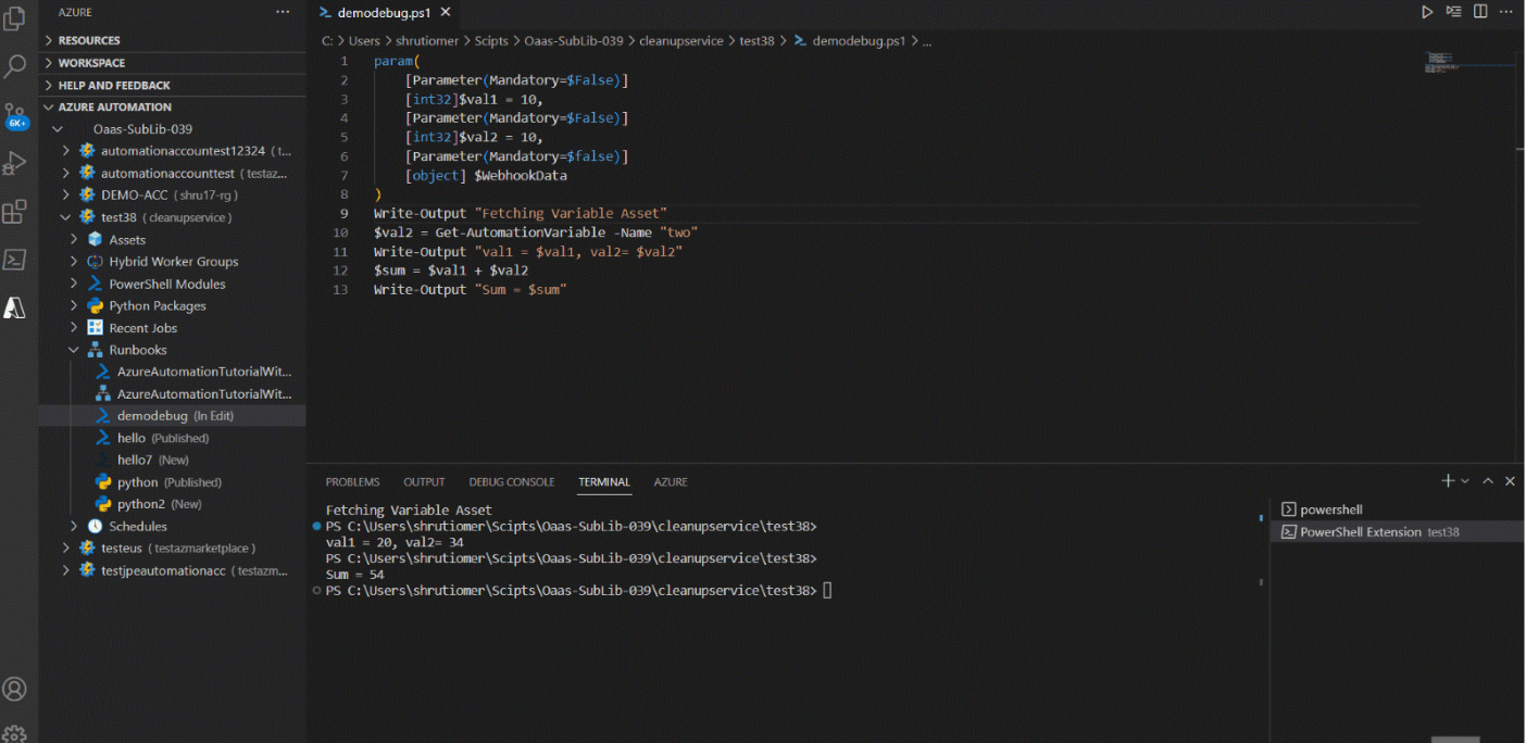 ローカルのランブックを比較する方法を示すスクリーンショット。