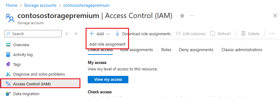 [アクセス制御 (IAM)] の設定を示すスクリーンショット。