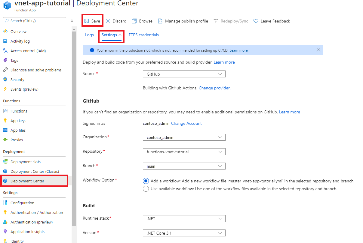 ポータルを使用して Azure Functions コードを展開する方法のを示すスクリーンショット。