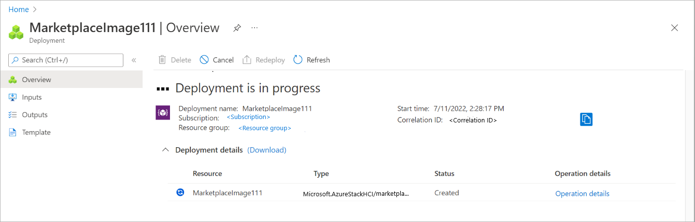 デプロイが進行中であることを示すスクリーンショット。