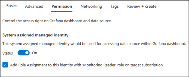 Grafana のアクセス許可のスクリーンショット。