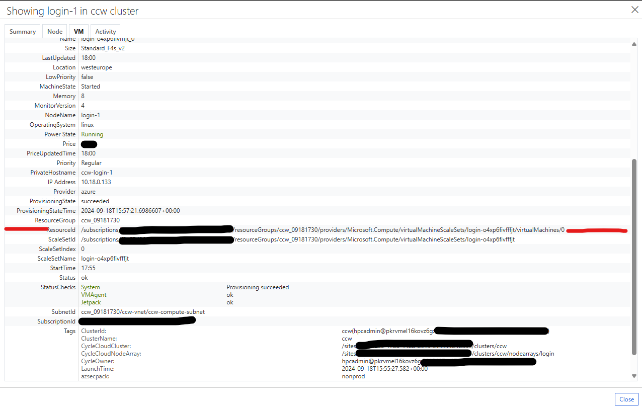 認証ノードのプロパティのスクリーンショット。