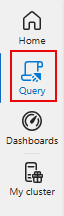 Web UI のメイン メニューにあるクエリ ウィジェットのスクリーンショット。