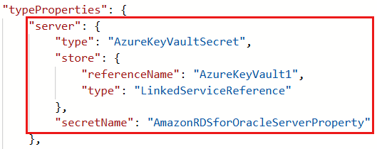 サーバーでの Azure Key Vault の使用のスクリーンショット。