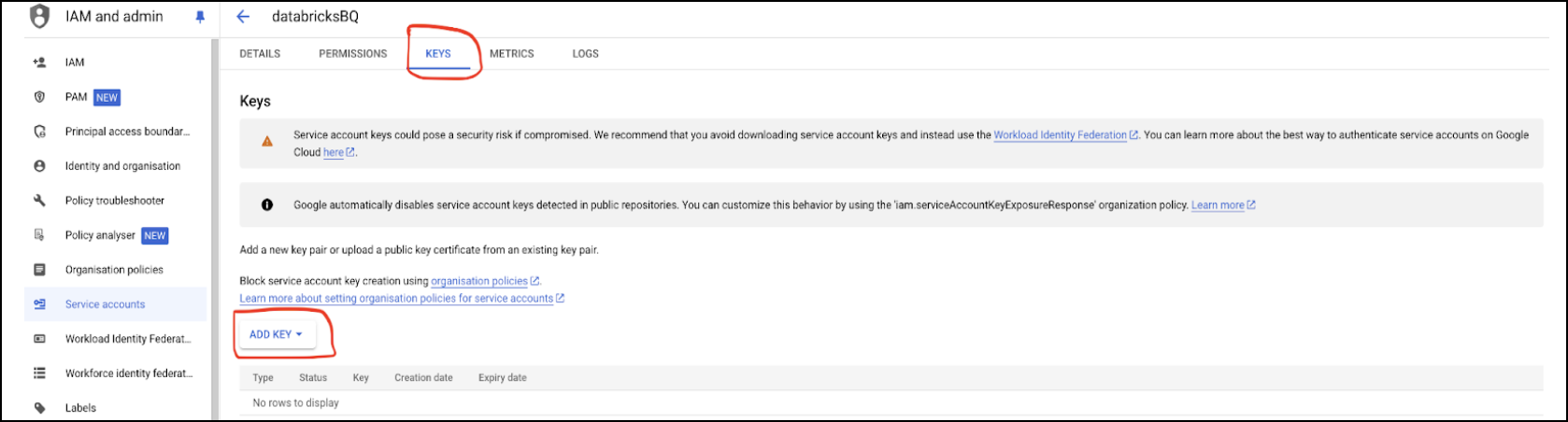 新しいキーを作成する