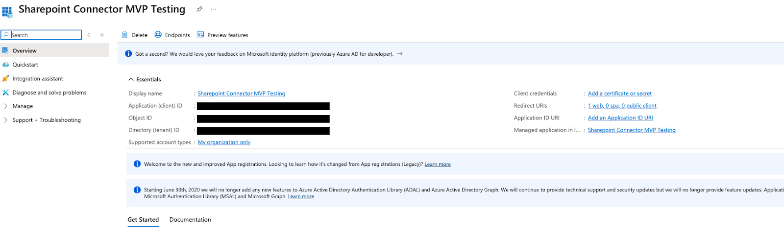 OAuth アプリケーションの詳細ページ