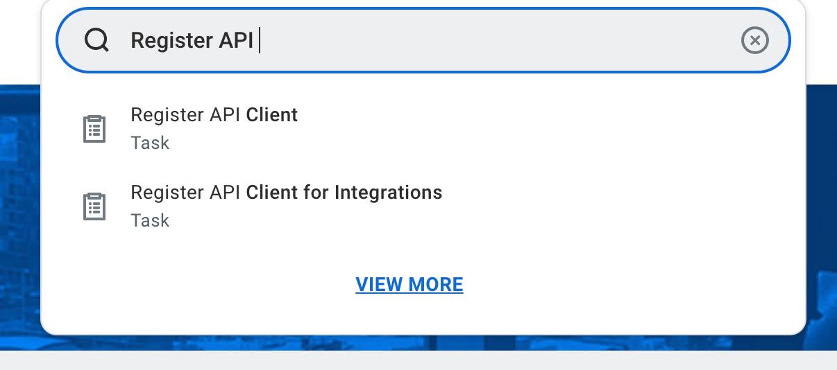 Workday 検索バー: API クライアント タスクの登録