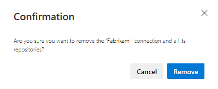 GitHub 接続の削除の確認を示すスクリーンショット。