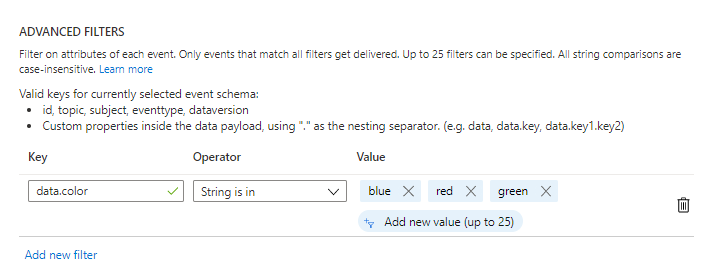 高度なフィルターの例を示すスクリーンショット。