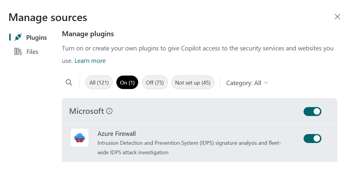 Azure Firewall プラグインを示すスクリーンショット。
