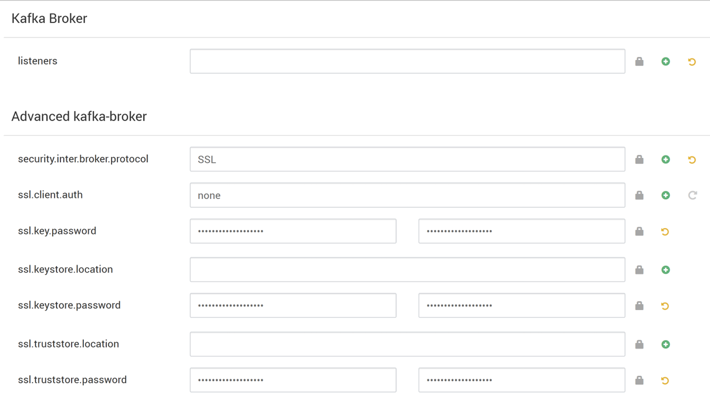 Ambari で暗号化のみ用に kafka-env テンプレート プロパティ フィールドを編集する方法を示すスクリーンショット。