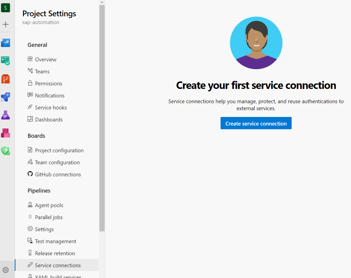 GitHub のサービス接続を作成する方法を示すスクリーンショット。