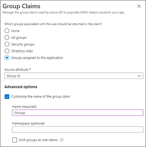 Microsoft Entra グループ要求の構成
