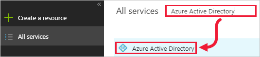 サービス一覧の Azure Active Directory のスクリーンショット。