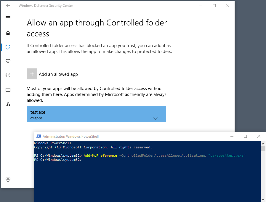 アプリケーションを許可する PowerShell コマンドレット