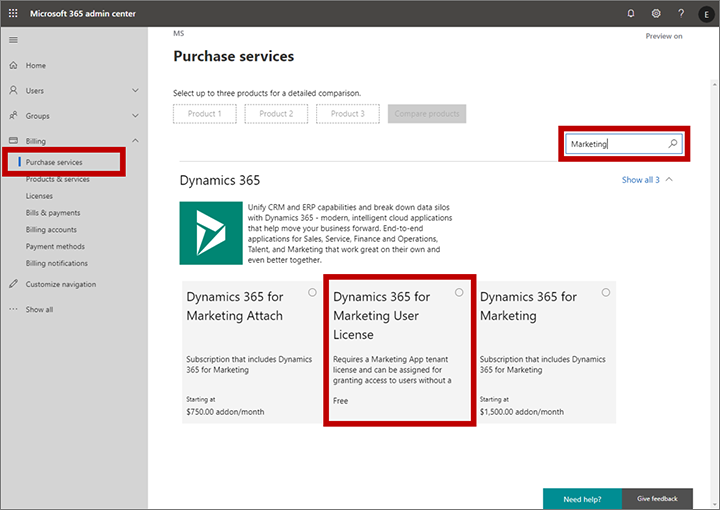 Customer Insights - Journeys の無料ユーザー ライセンスを購入します。