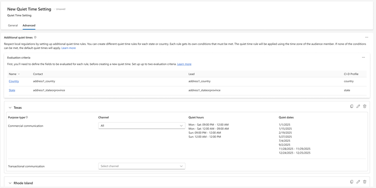 Customer Insights - ジャーニーズで静かな時間を設定します。