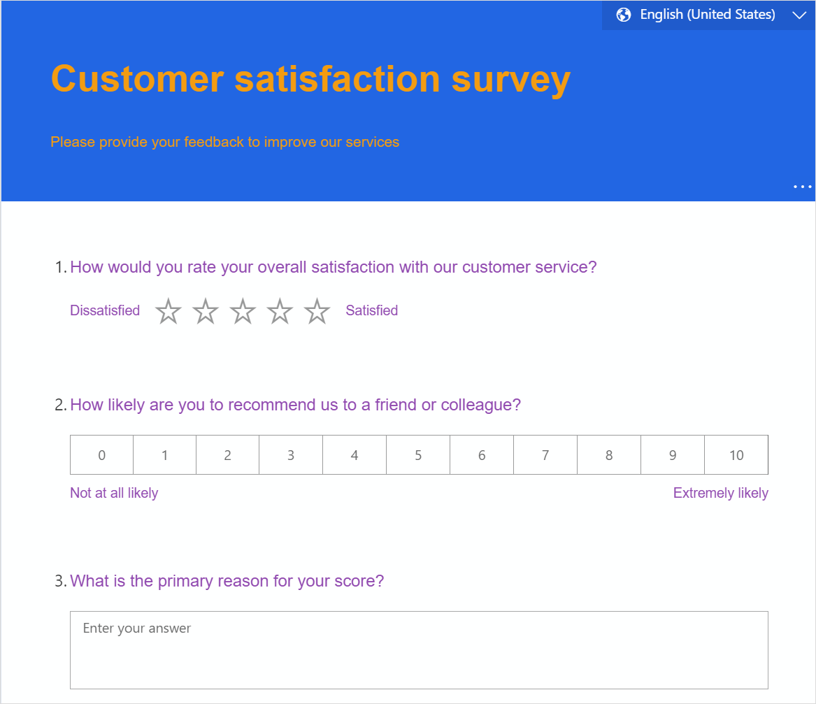 Formatting applied to a survey Formatting applied to a survey.
