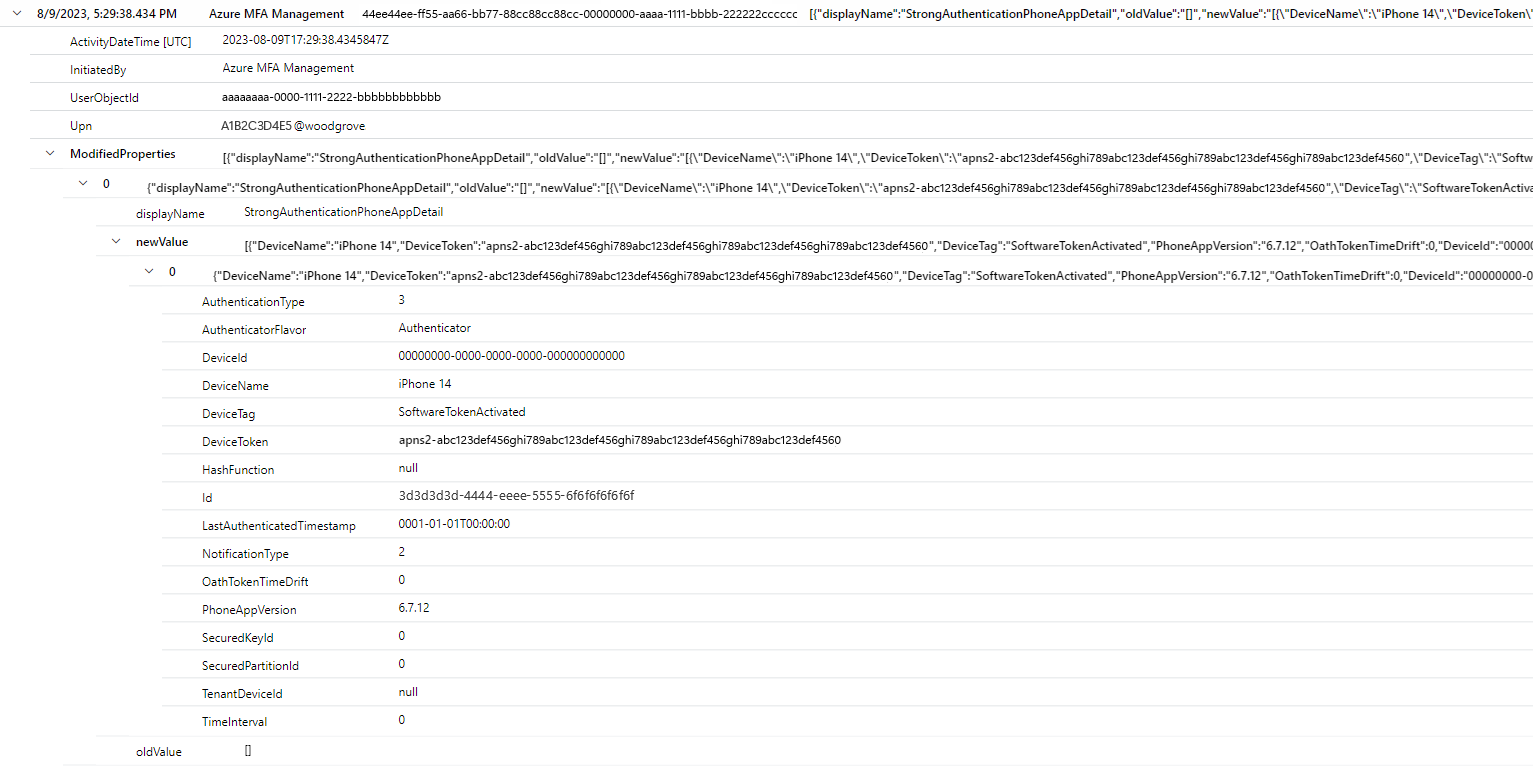 移行されたデバイスの Log Analytics のスクリーンショット。