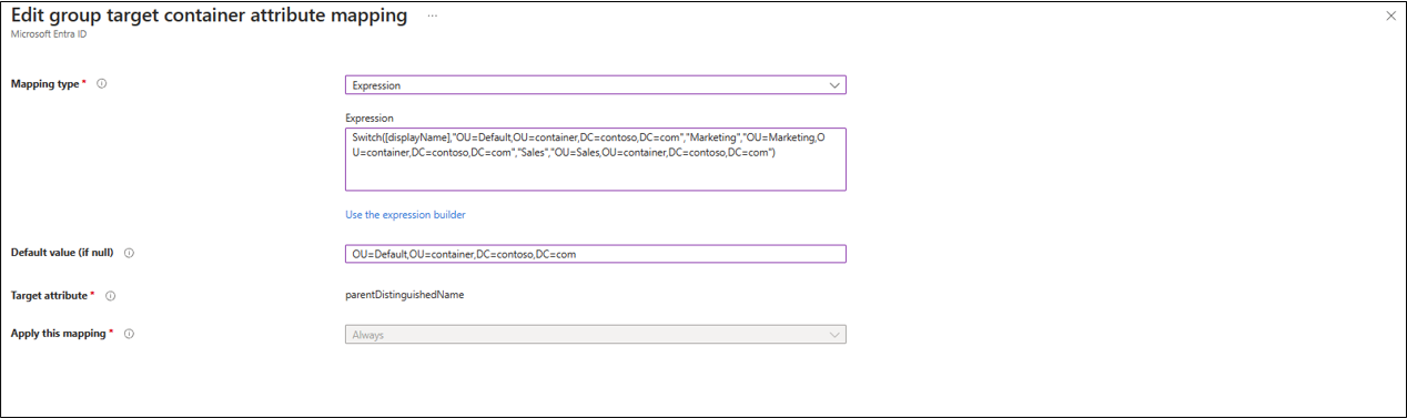 スコープ フィルター式のスクリーンショット。