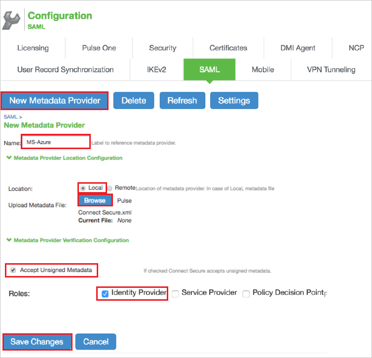 Pulse Connect Secure の構成