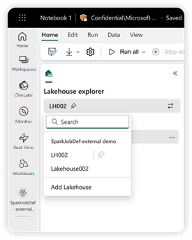レイク ビューで使用可能なファイルの一覧を示すスクリーンショット。