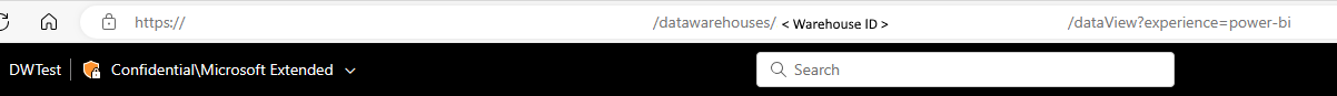 Data Warehouse オブジェクト ID を示すスクリーンショット。