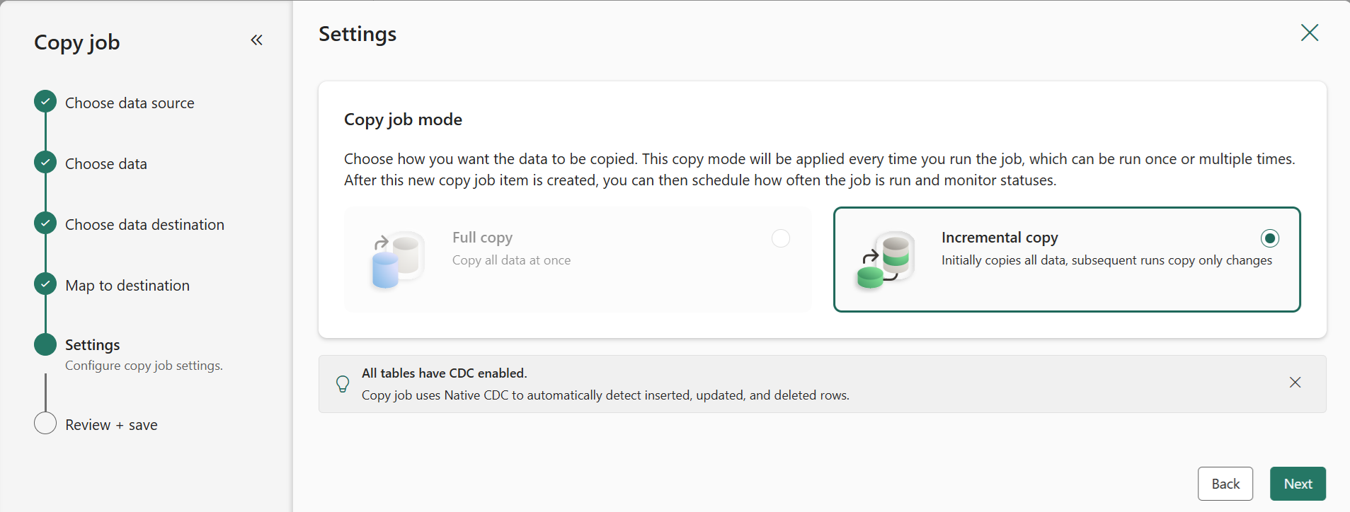 CDC を選択する場所を示すスクリーンショット。